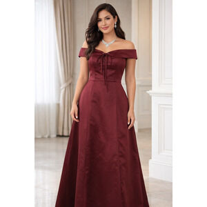Urban Girl Nites Off The Shoulder Front Tie Evening Gown Burgandy Size 7